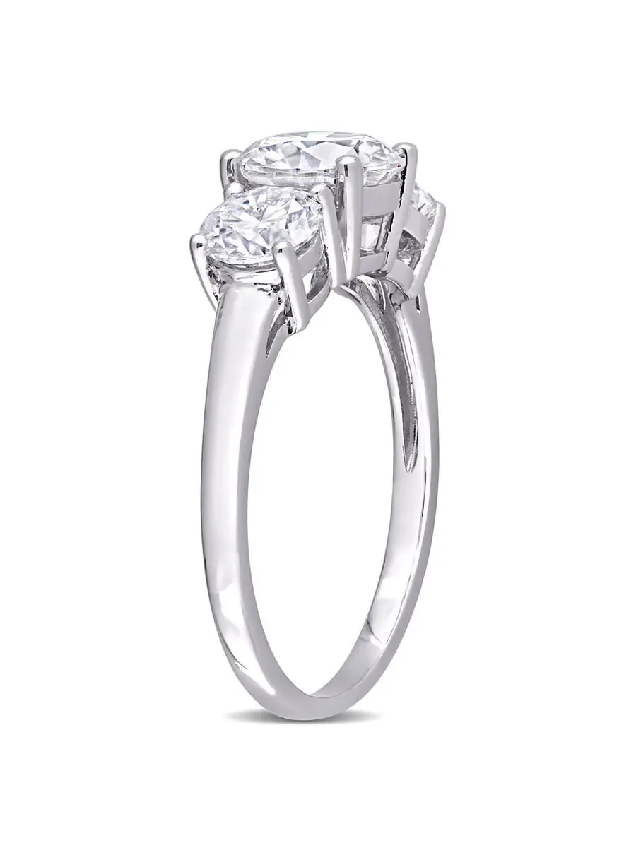 Кольцо Amour Silver с 3 камнями, 2 1/4 карат, искусственный белый муассанит DEW — изображение 2 из 5