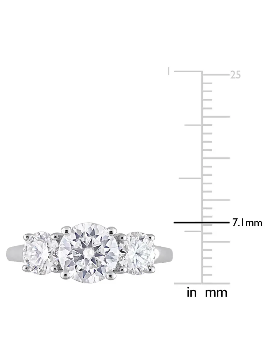 Кольцо Amour Silver с 3 камнями, 2 1/4 карат, искусственный белый муассанит DEW — изображение 3 из 5