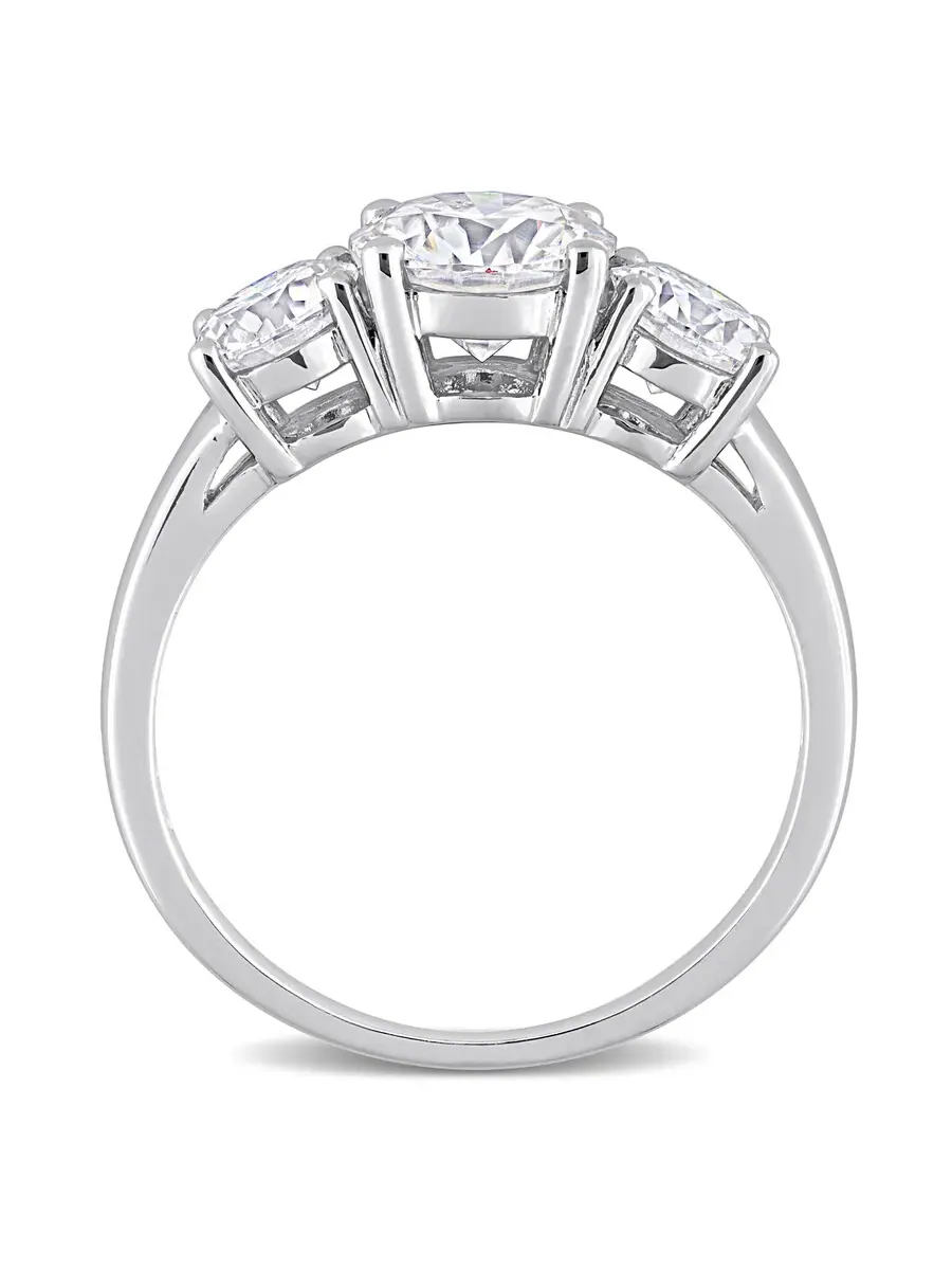 Кольцо Amour Silver с 3 камнями, 2 1/4 карат, искусственный белый муассанит DEW — изображение 4 из 5