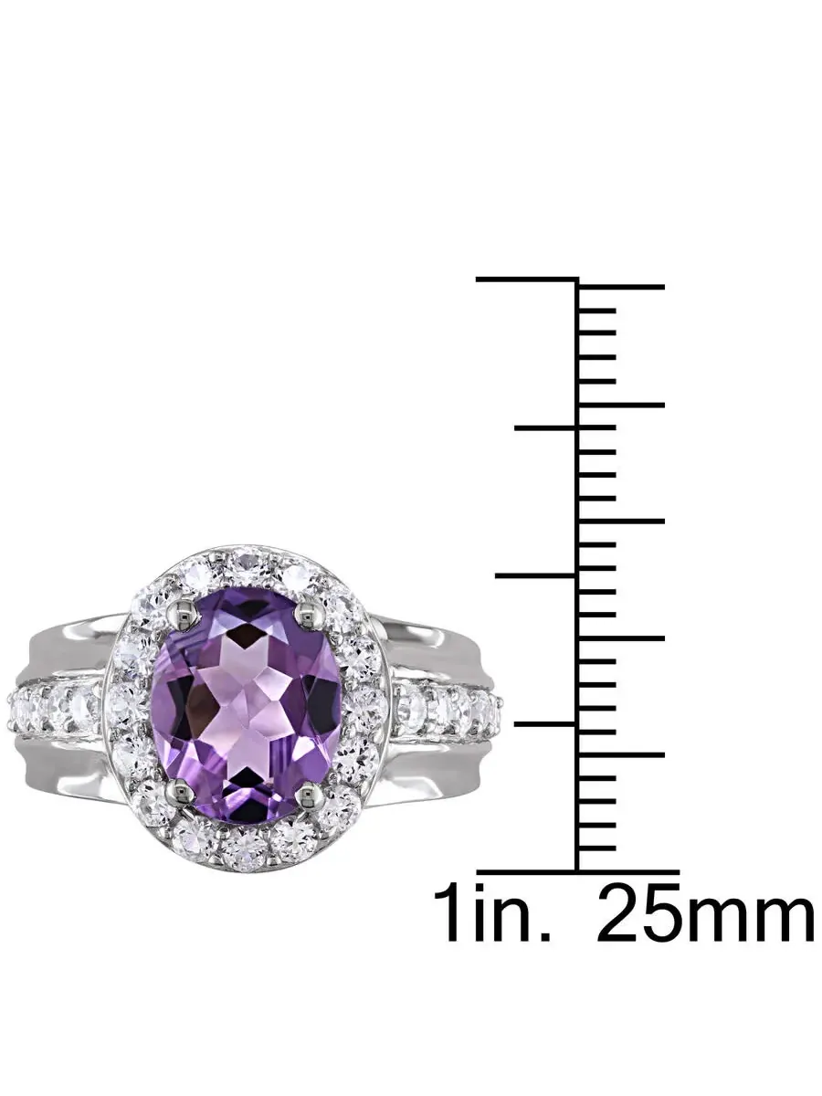 Модное кольцо Amour Silver 3 3/4 CT TGW с аметистом и созданным белым сапфиром — изображение 3 из 4, оттенок фиолетовый