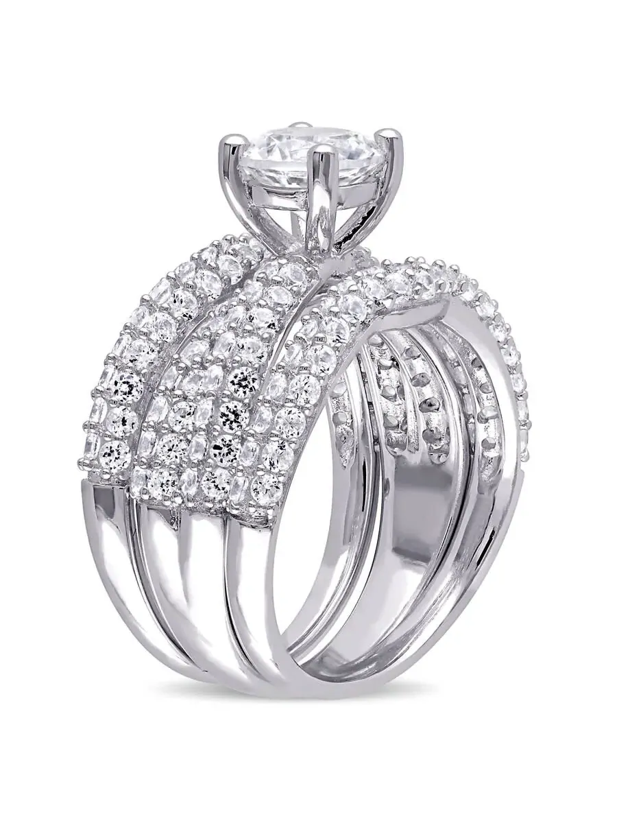 Кольцо модное Amour Silver с созданным белым сапфиром 4 1/5 CT TGW — изображение 2 из 5, оттенок белый