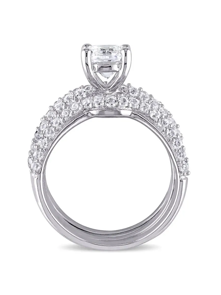 Кольцо модное Amour Silver с созданным белым сапфиром 4 1/5 CT TGW — изображение 4 из 5, оттенок белый