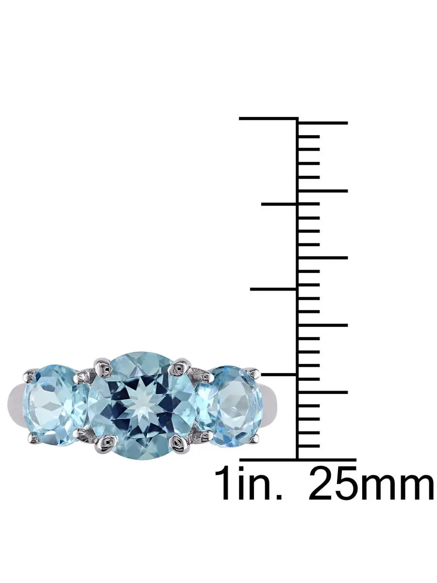 Кольцо Amour Silver 4 3/8 CT TGW с голубым топазом - Sky с тремя камнями — изображение 3 из 5, оттенок синий
