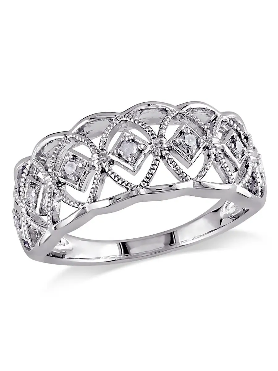 Кольцо с бриллиантом Amour из стерлингового серебра 1/10 CT TDW — изображение 1 из 4, оттенок белый