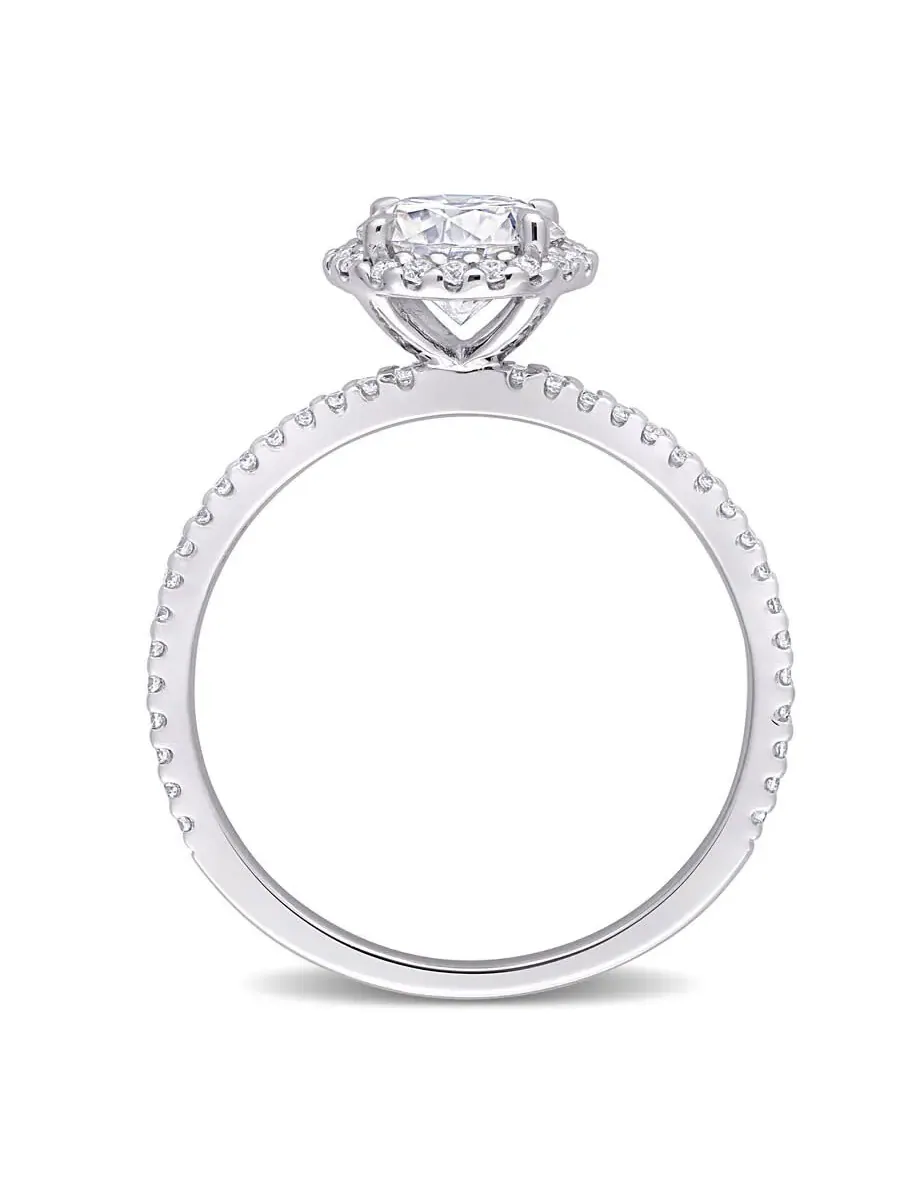 Кольцо Amour из стерлингового серебра 1 1/4 карата, общий вес камней TGW, созданный белый муассанит, с гало