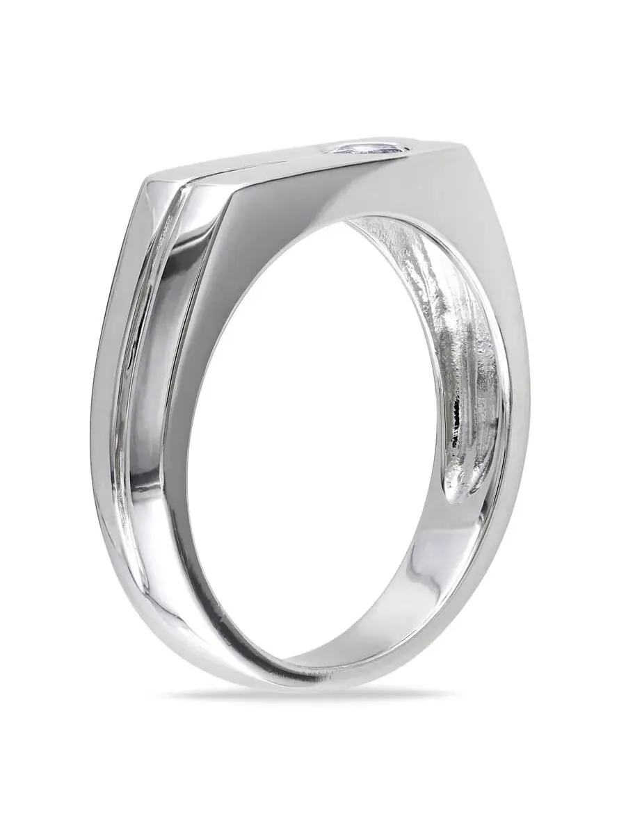 Мужское кольцо Amour из стерлингового серебра с белым сапфиром 1/3 CT TGW — изображение 2 из 4, оттенок белый