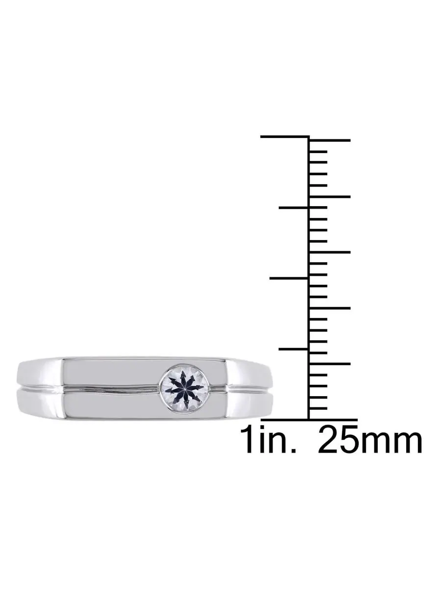 Мужское кольцо Amour из стерлингового серебра с белым сапфиром 1/3 CT TGW — изображение 3 из 4, оттенок белый