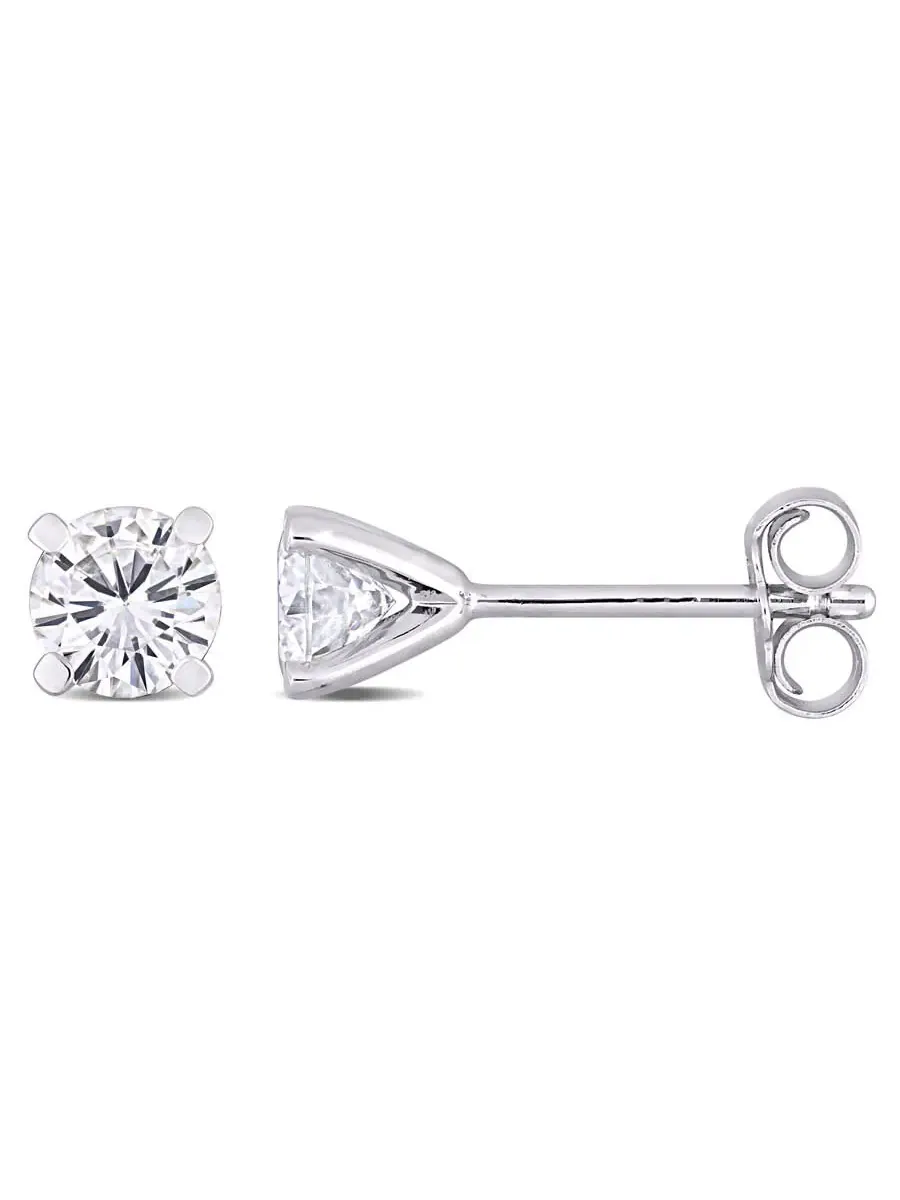 Серьги-солитер AMOUR 1 CT DEW с искусственным муассанитом в оправе из стерлингового серебра — изображение 1 из 3