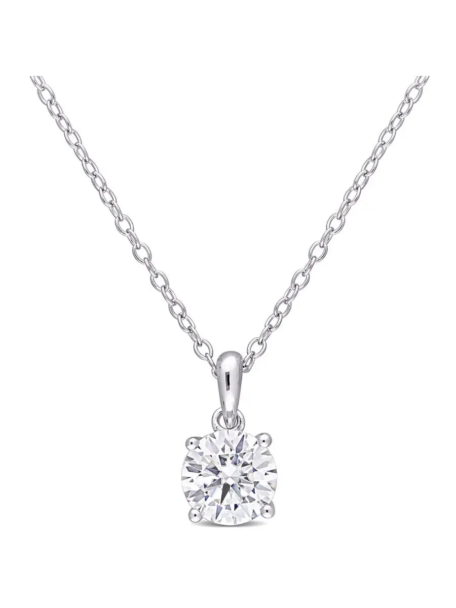 Подвеска-единственный камень AMOUR 1 CT DEW из созданного муассанита с цепочкой из серебра 925 пробы — изображение 1 из 4