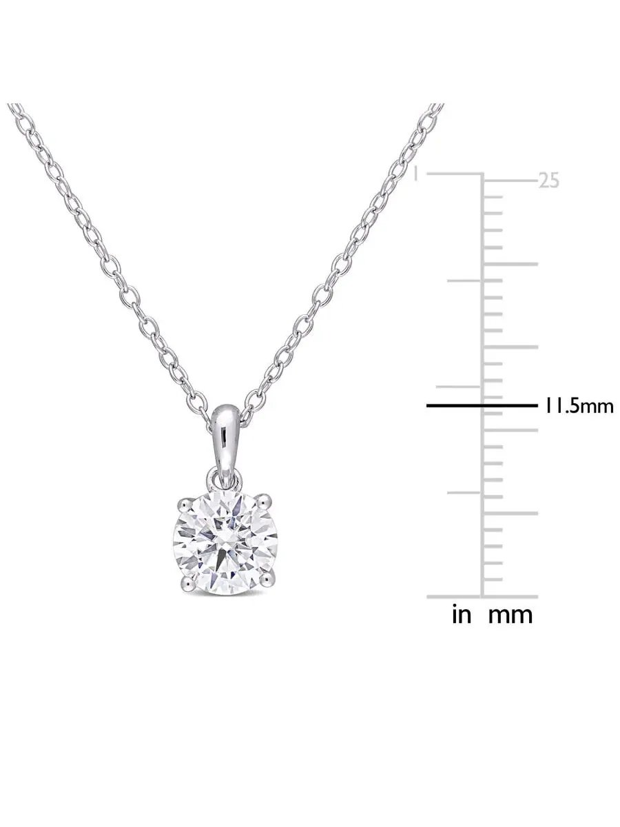 Подвеска-единственный камень AMOUR 1 CT DEW из созданного муассанита с цепочкой из серебра 925 пробы — изображение 2 из 4