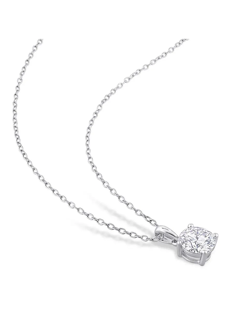 Подвеска-единственный камень AMOUR 1 CT DEW из созданного муассанита с цепочкой из серебра 925 пробы — изображение 3 из 4