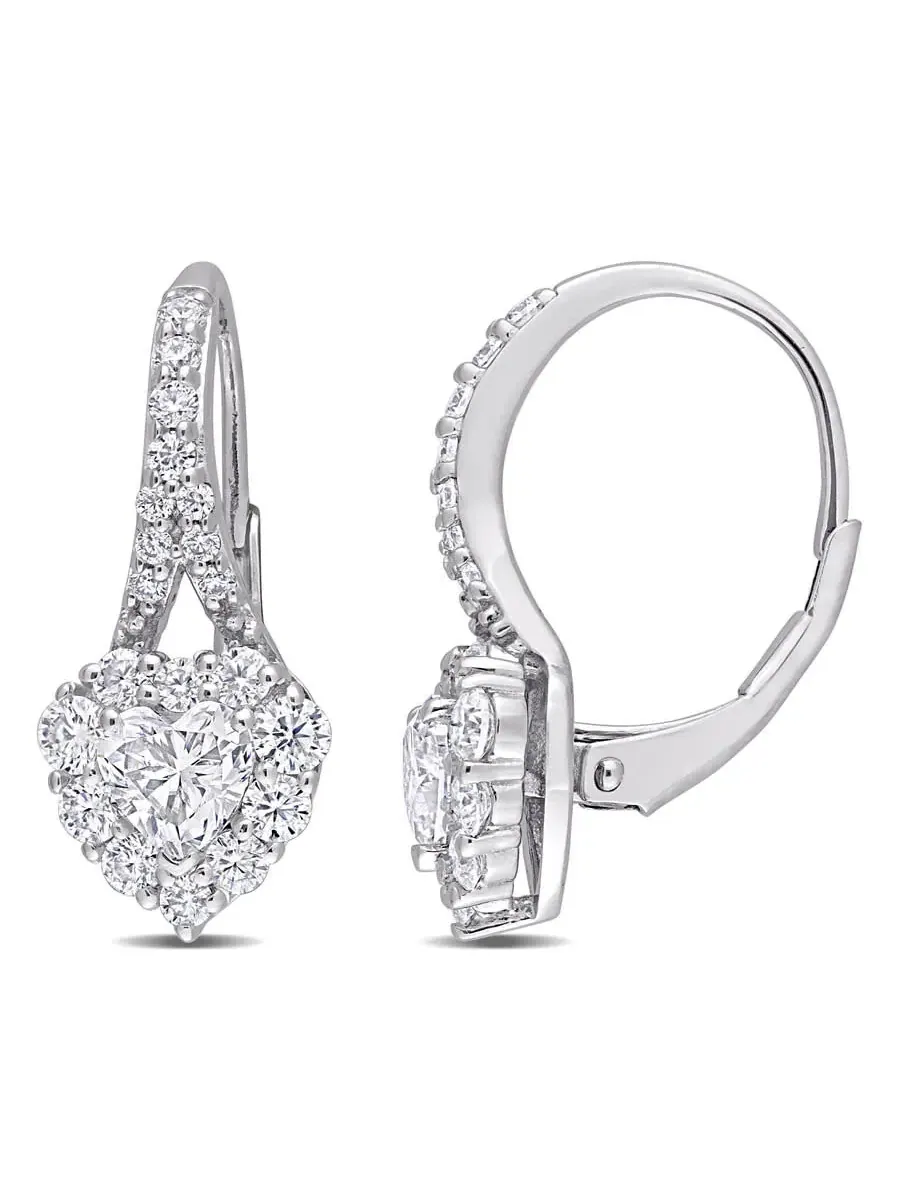 Серьги-подвески AMOUR 2 CT DEW с искусственным муассанитом в форме сердца, в оправе из стерлингового серебра, оттенок белый