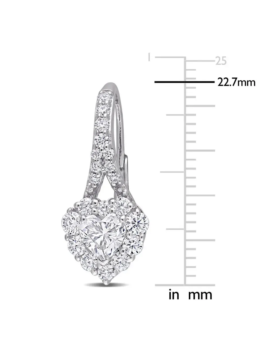 Серьги-подвески AMOUR 2 CT DEW с искусственным муассанитом в форме сердца, в оправе из стерлингового серебра, оттенок белый