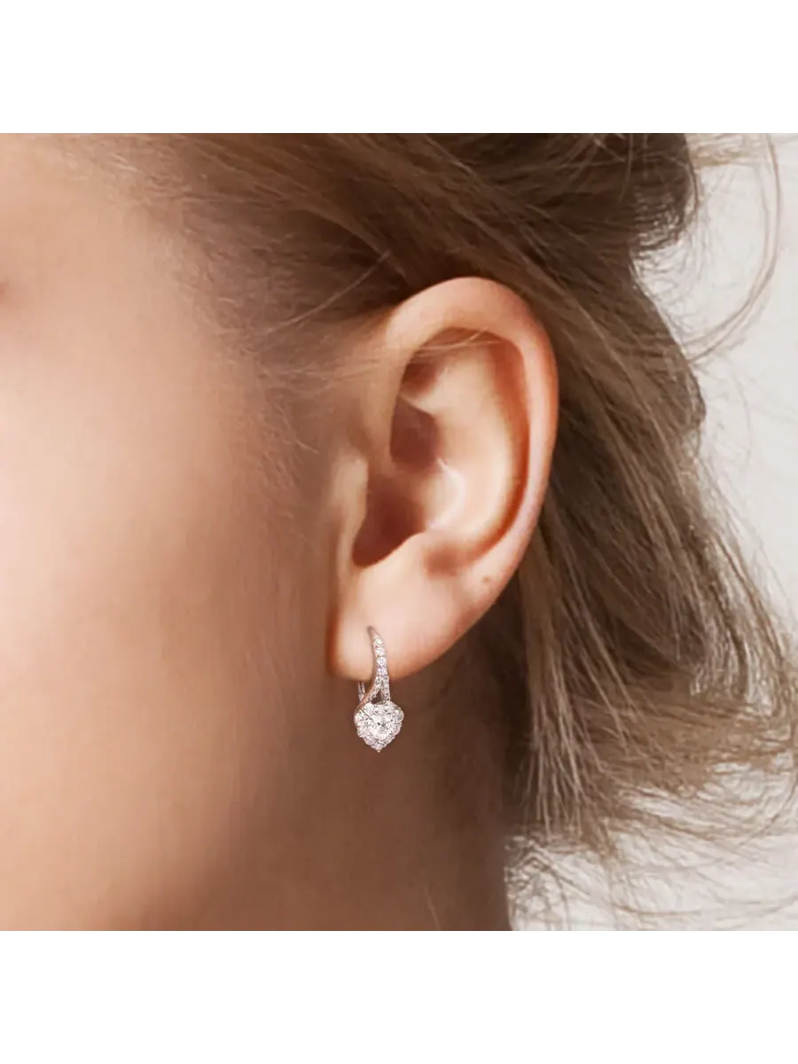 Серьги-подвески AMOUR 2 CT DEW с искусственным муассанитом в форме сердца, в оправе из стерлингового серебра, оттенок белый