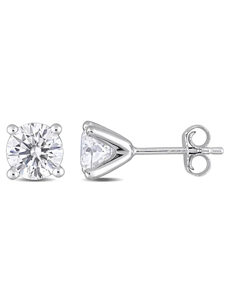 Серьги-одиночки AMOUR 2 CT DEW с моссанитом, созданные из серебра 925 пробы — изображение 1 из 3, оттенок белый
