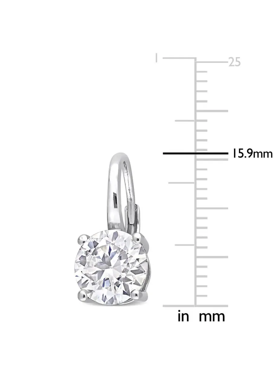 Серьги-стержни с замком Leverback AMOUR 3 1/5 CT DEW с солитером из моллисанита, созданного в серебре 925 пробы