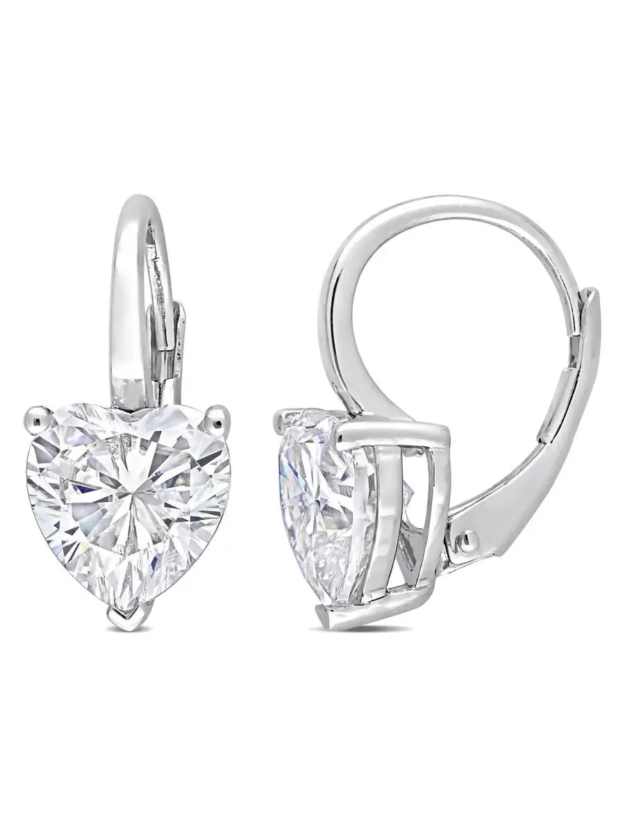 Серьги с подвеской в форме сердца AMOUR 4 CT DEW из моссанита, созданные в серебре 925 пробы — изображение 1 из 4