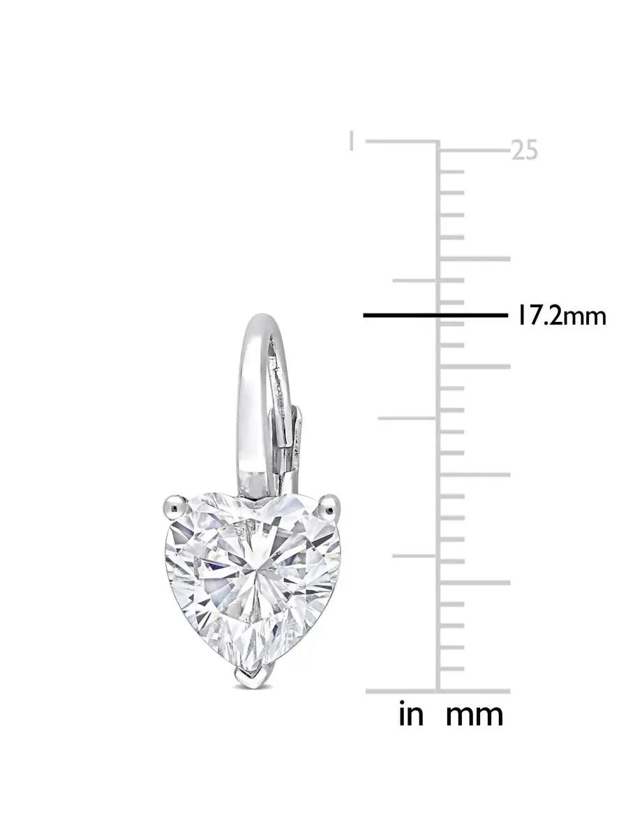 Серьги с подвеской в форме сердца AMOUR 4 CT DEW из моссанита, созданные в серебре 925 пробы — изображение 2 из 4