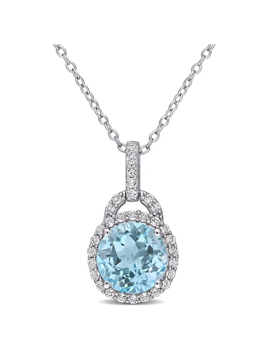Подвеска AMOUR 4 CT TGW с белым и небесно-голубым топазом с цепочкой из стерлингового серебра — изображение 1 из 5