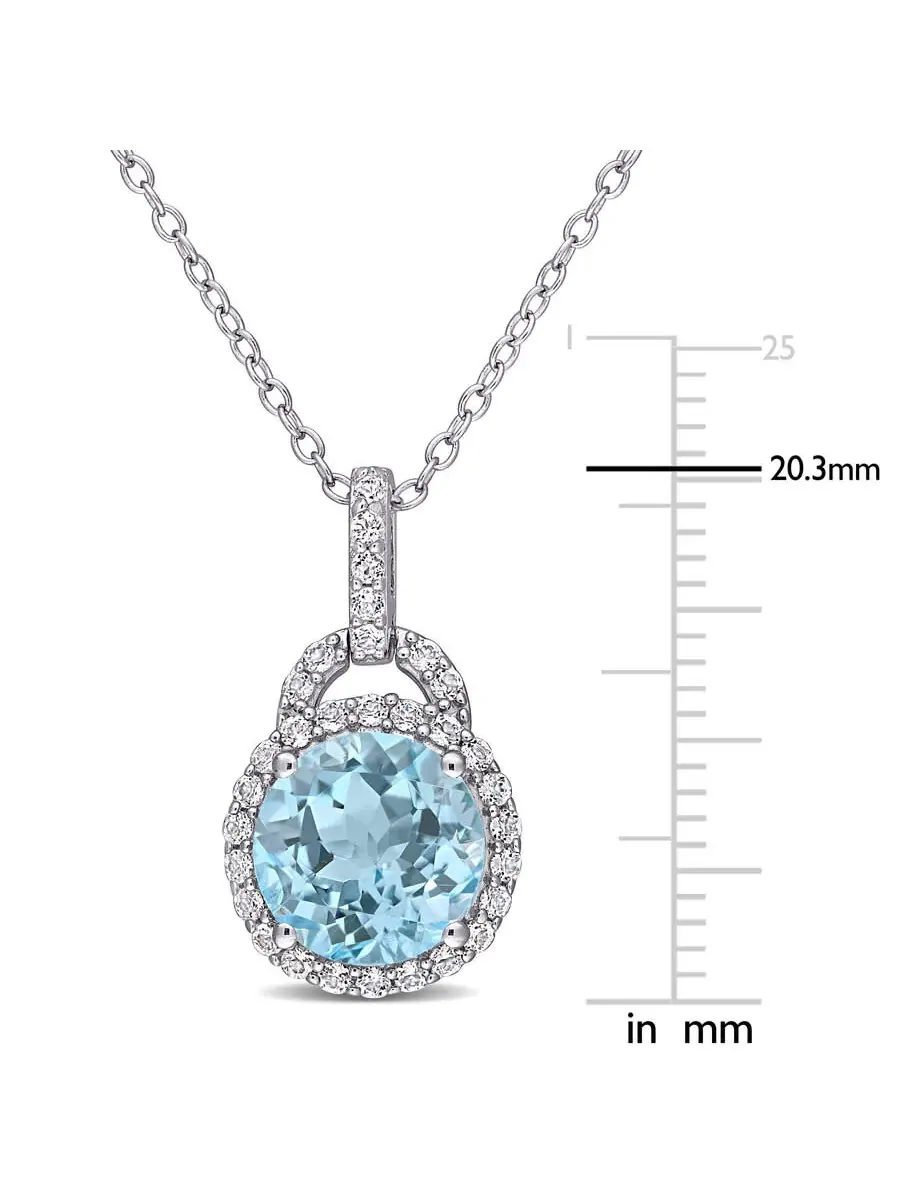 Подвеска AMOUR 4 CT TGW с белым и небесно-голубым топазом с цепочкой из стерлингового серебра — изображение 3 из 5