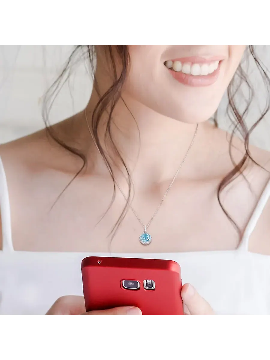 Подвеска AMOUR 4 CT TGW с белым и небесно-голубым топазом с цепочкой из стерлингового серебра — изображение 5 из 5