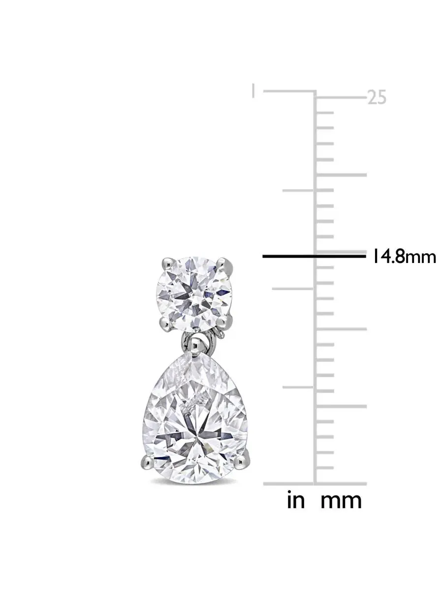 Серьги с двумя камнями AMOUR 5 кт Dew, созданный из мозанита, из стерлингового серебра — изображение 2 из 4, оттенок белый