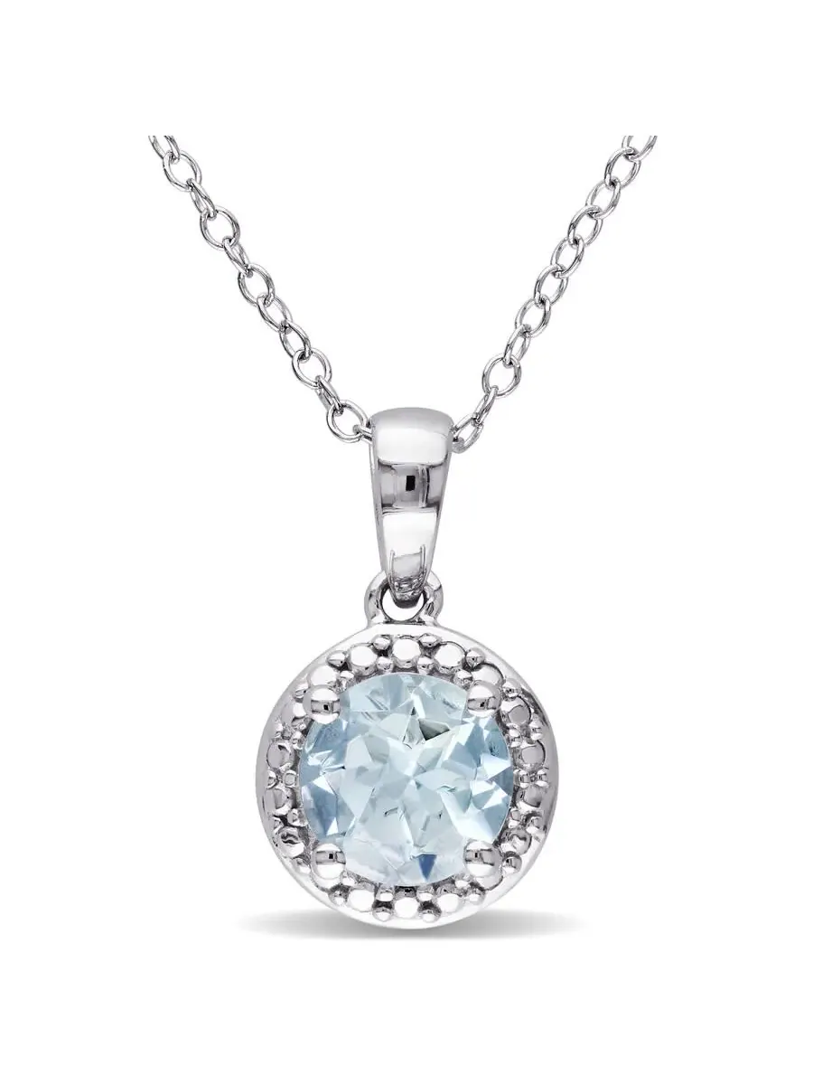 Кулон AMOUR Aquamarine Halo с цепочкой из стерлингового серебра — изображение 1 из 5, оттенок синий