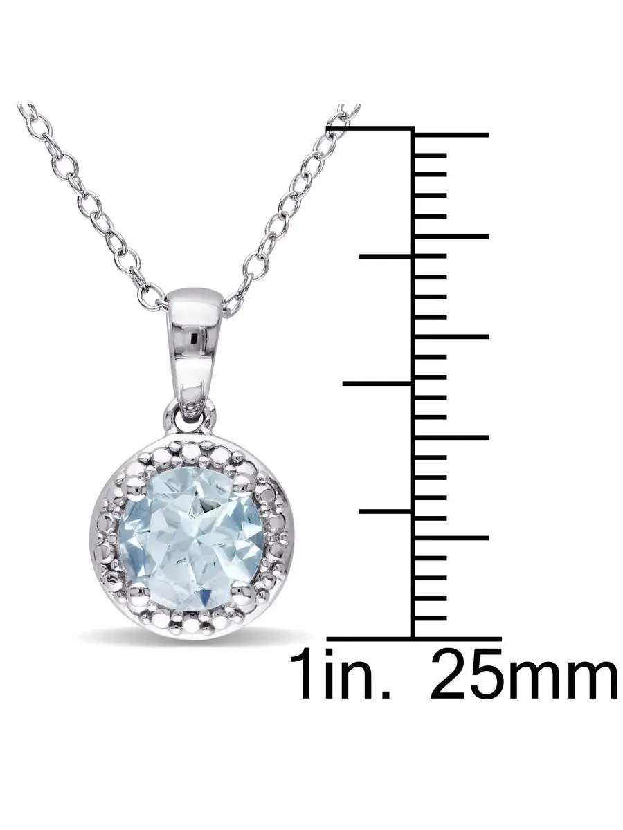 Кулон AMOUR Aquamarine Halo с цепочкой из стерлингового серебра — изображение 3 из 5, оттенок синий