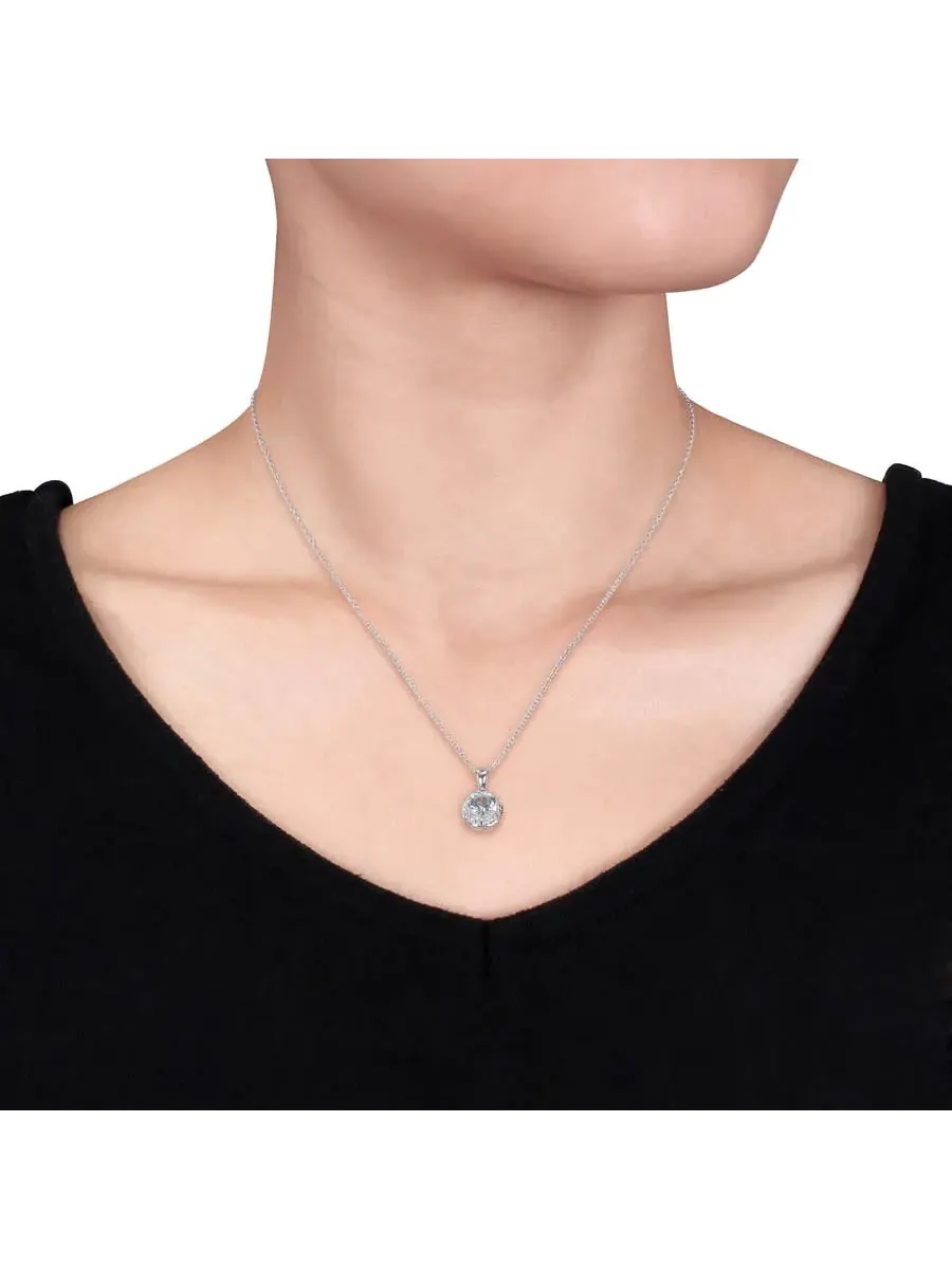 Кулон AMOUR Aquamarine Halo с цепочкой из стерлингового серебра — изображение 4 из 5, оттенок синий