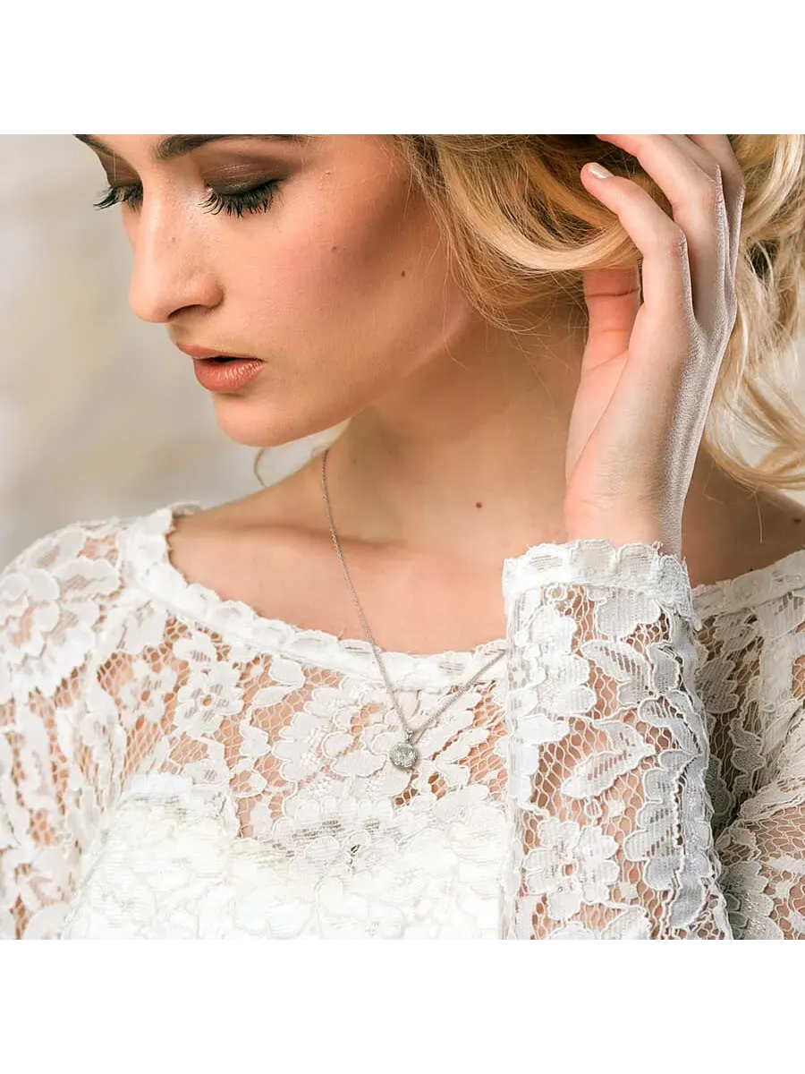 Кулон AMOUR Aquamarine Halo с цепочкой из стерлингового серебра — изображение 5 из 5, оттенок синий