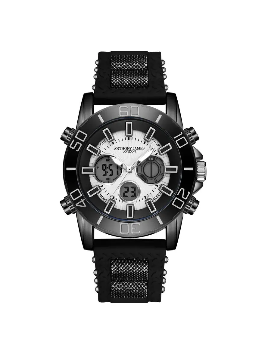 Мужские часы Anthony James Speedster с белым циферблатом AJ017N2 — черный