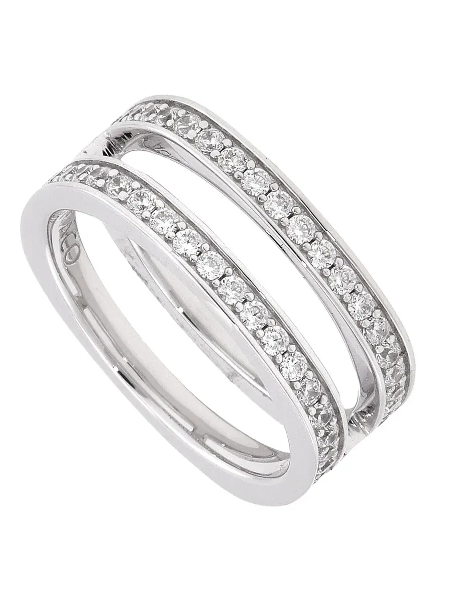Кольцо APM Monaco Double Line Pave из серебра — серебристый