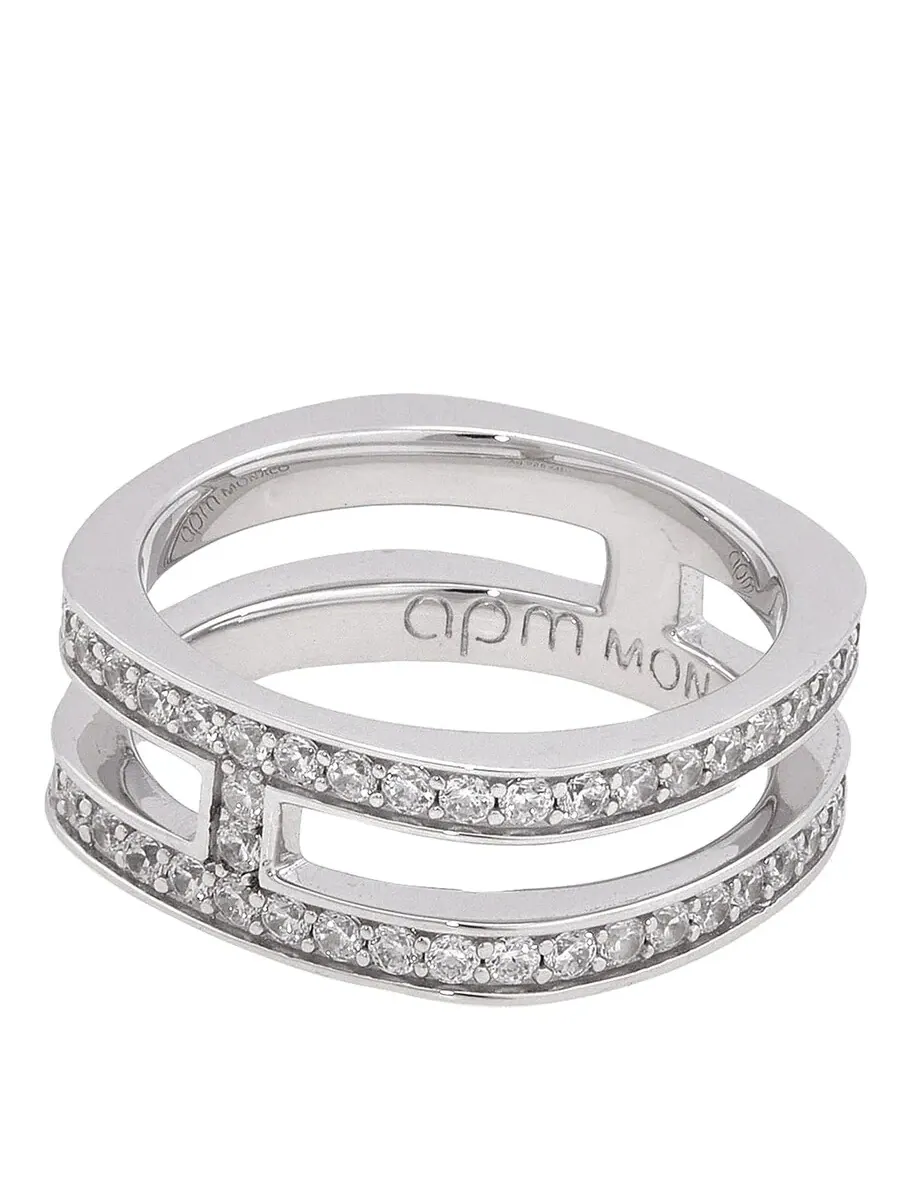 Кольцо APM Monaco Double Line Pave из серебра — изображение 2 из 2, оттенок серебряный