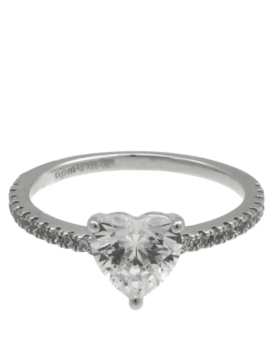 Кольцо APM Monaco Heart Pave из серебра 925 пробы — серебристый