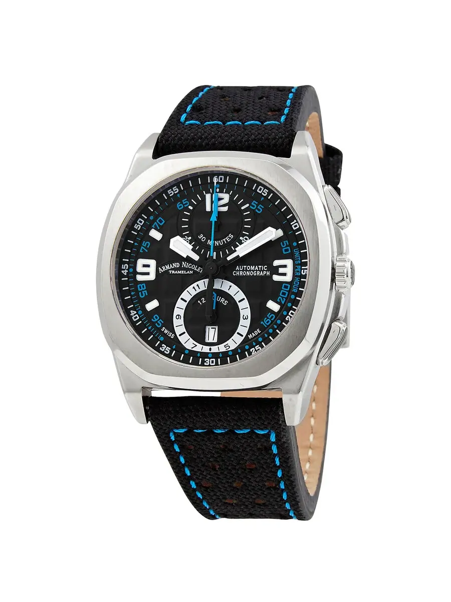 Мужские часы Armand Nicolet JH9 Chronograph Automatic с черным циферблатом A668HAA-NZ-P0668NZ8