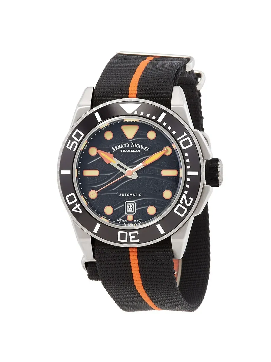 Мужские часы Armand Nicolet JSH Automatic с черным циферблатом A480PGN-NO-BN24480AANO — изображение 1 из 3, оттенок черный