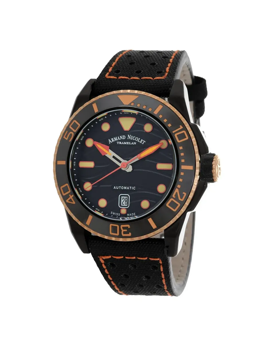 Мужские часы Armand Nicolet JSH Automatic с черным циферблатом A480PQS-NO-P0668NO8 — изображение 1 из 3, оттенок черный