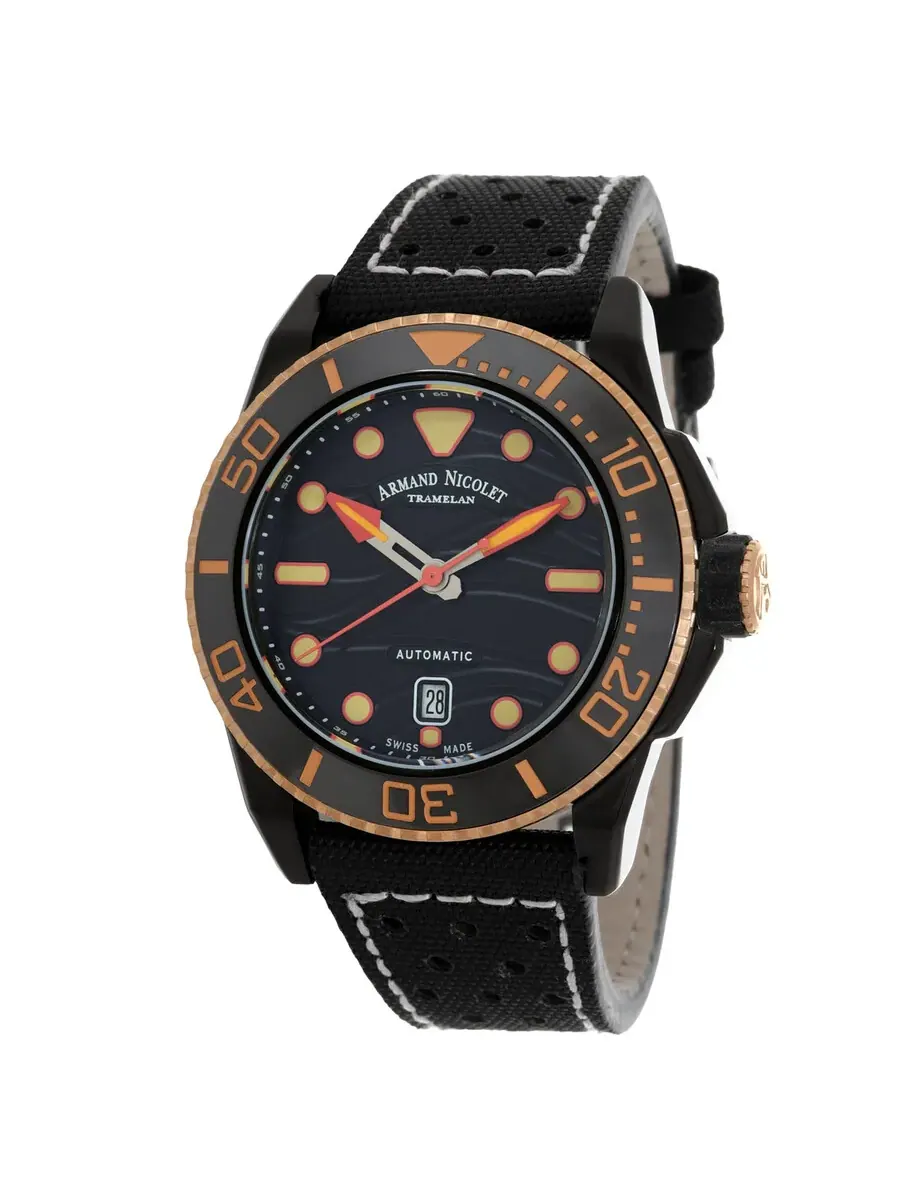 Мужские часы Armand Nicolet JSH Automatic с черным циферблатом A481PQS-NO-P0640NC8
