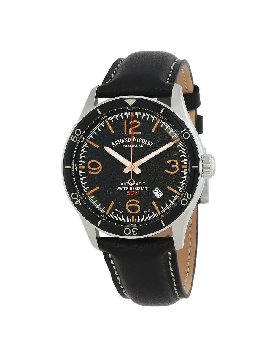 Мужские часы Armand Nicolet M2H Automatic с черным циферблатом A740HNA-NS-P140NR2 — изображение 1 из 3, оттенок черный