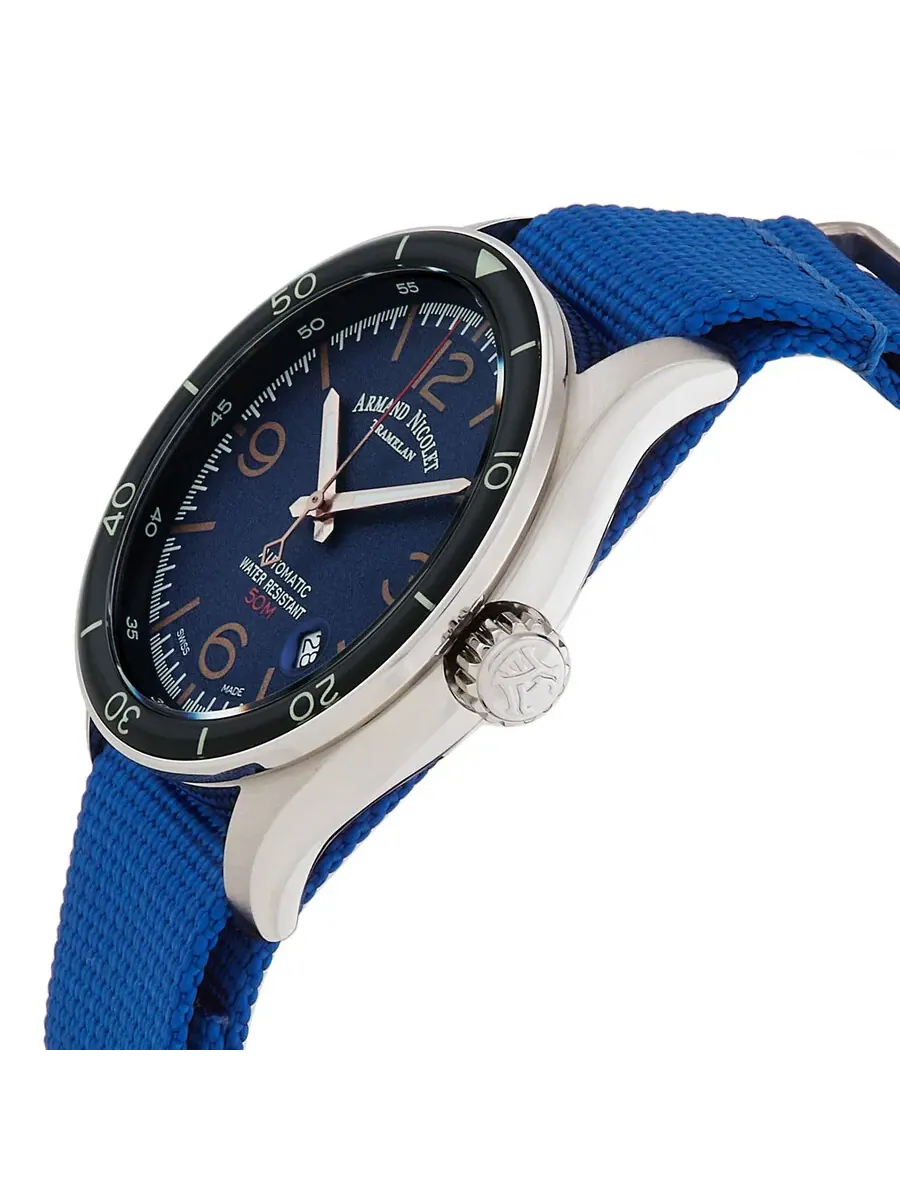 Мужские автоматические часы Armand Nicolet M2H с синим циферблатом A740HNA-BS-BN22481AAUU — изображение 2 из 3