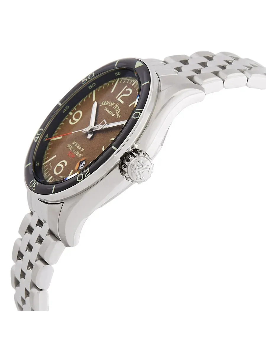 Мужские часы Armand Nicolet M2H Automatic с коричневым циферблатом A740HNA-MR-BMA22740A — изображение 2 из 3, оттенок черный