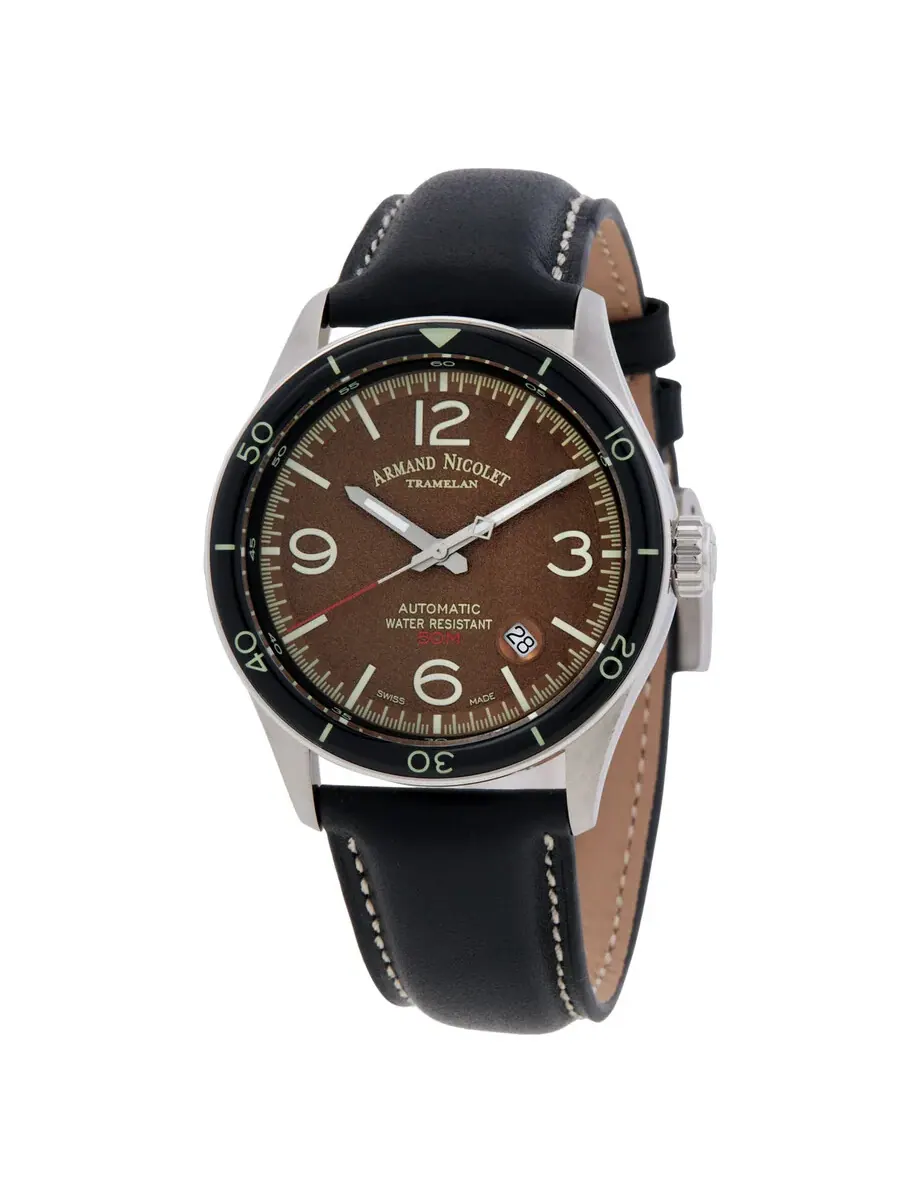 Мужские часы Armand Nicolet M2H Automatic с коричневым циферблатом A740HNA-MR-P140NR2 — изображение 1 из 3