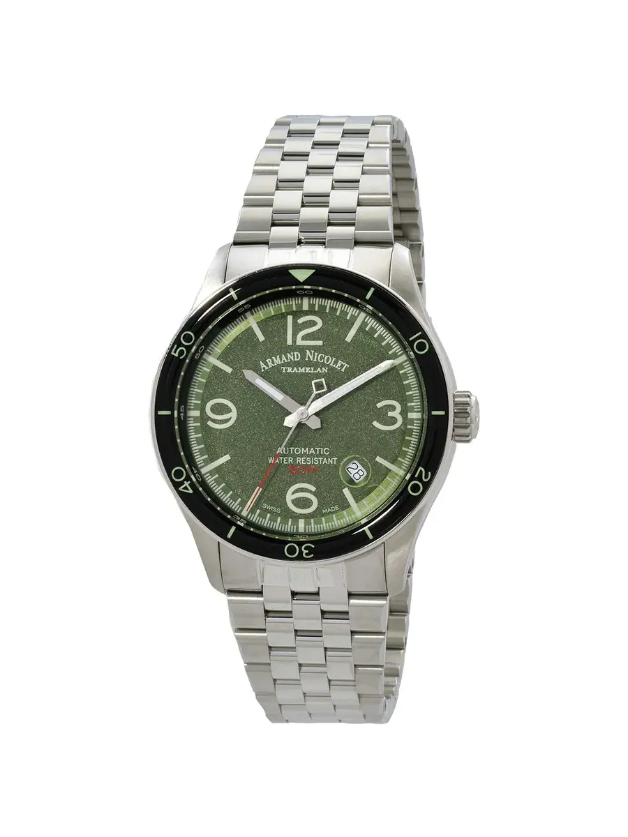 Мужские часы Armand Nicolet M2H Automatic с зеленым циферблатом A740HNA-VR-BMA22740A — изображение 1 из 3, оттенок черный