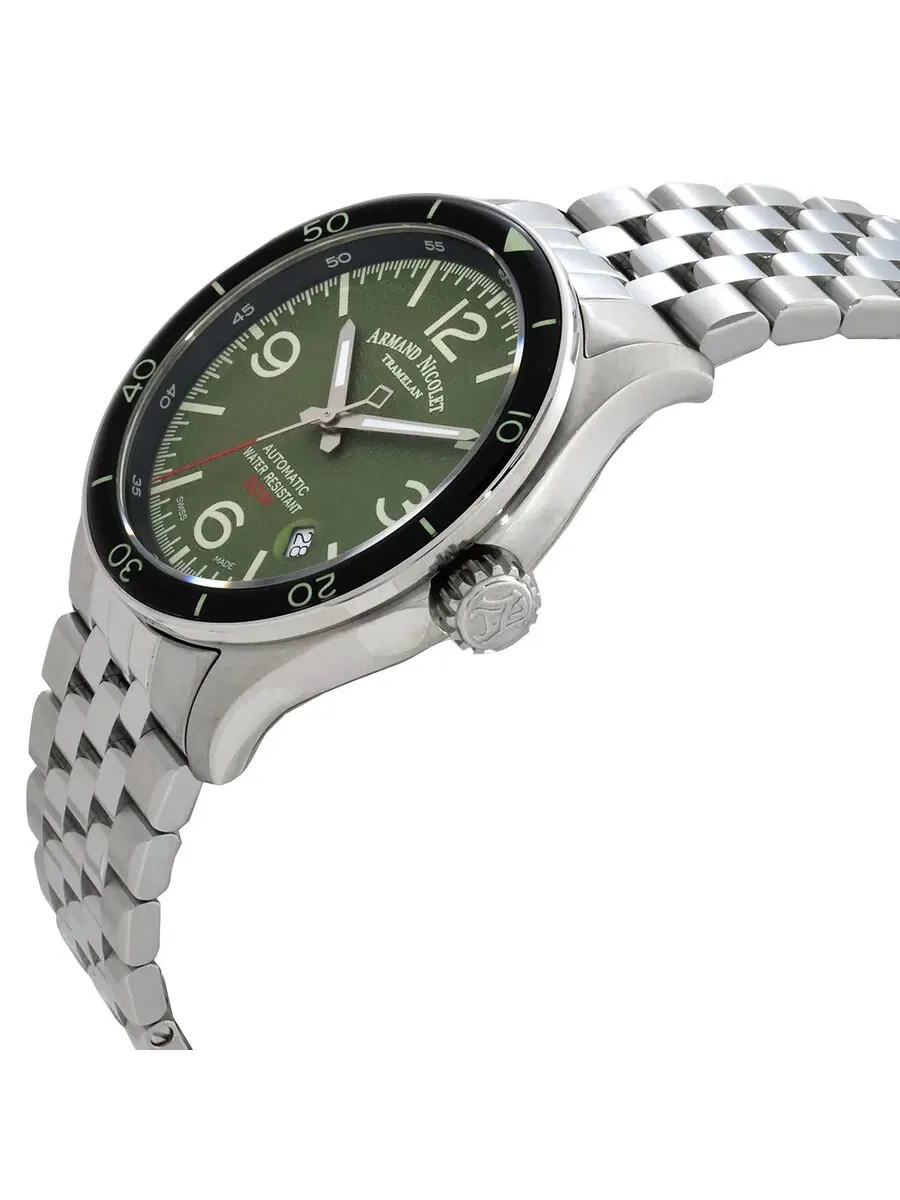 Мужские часы Armand Nicolet M2H Automatic с зеленым циферблатом A740HNA-VR-BMA22740A — изображение 2 из 3, оттенок черный