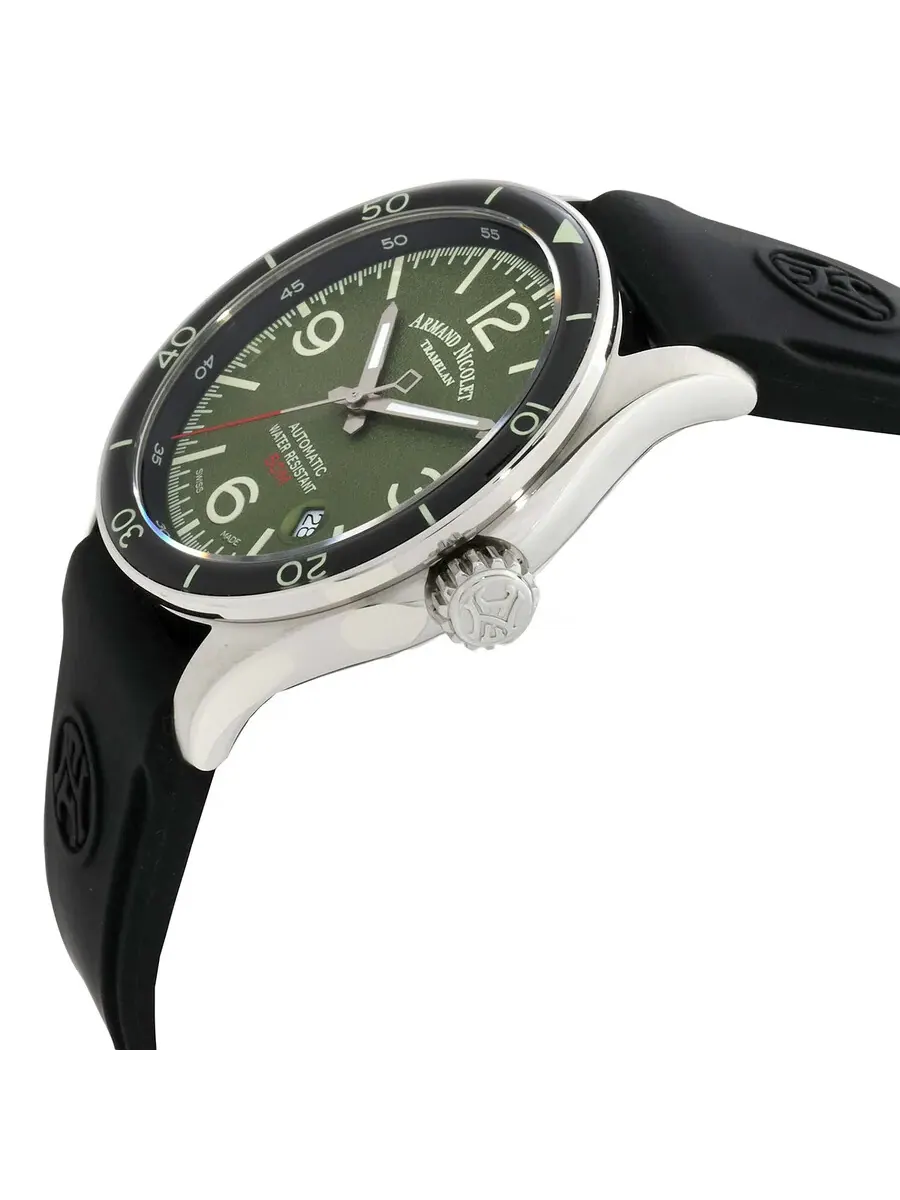 Мужские часы Armand Nicolet M2H с автоматическим механизмом и зеленым циферблатом A740HNA-VR-GG2710N — изображение 2 из 3