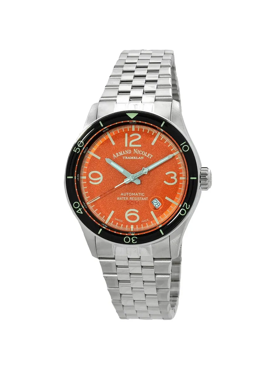 Мужские часы Armand Nicolet M2H Automatic с оранжевым циферблатом A740HNA-OR-BMA22740A — изображение 1 из 3, оттенок черный