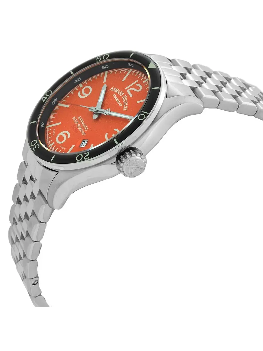 Мужские часы Armand Nicolet M2H Automatic с оранжевым циферблатом A740HNA-OR-BMA22740A — изображение 2 из 3, оттенок черный