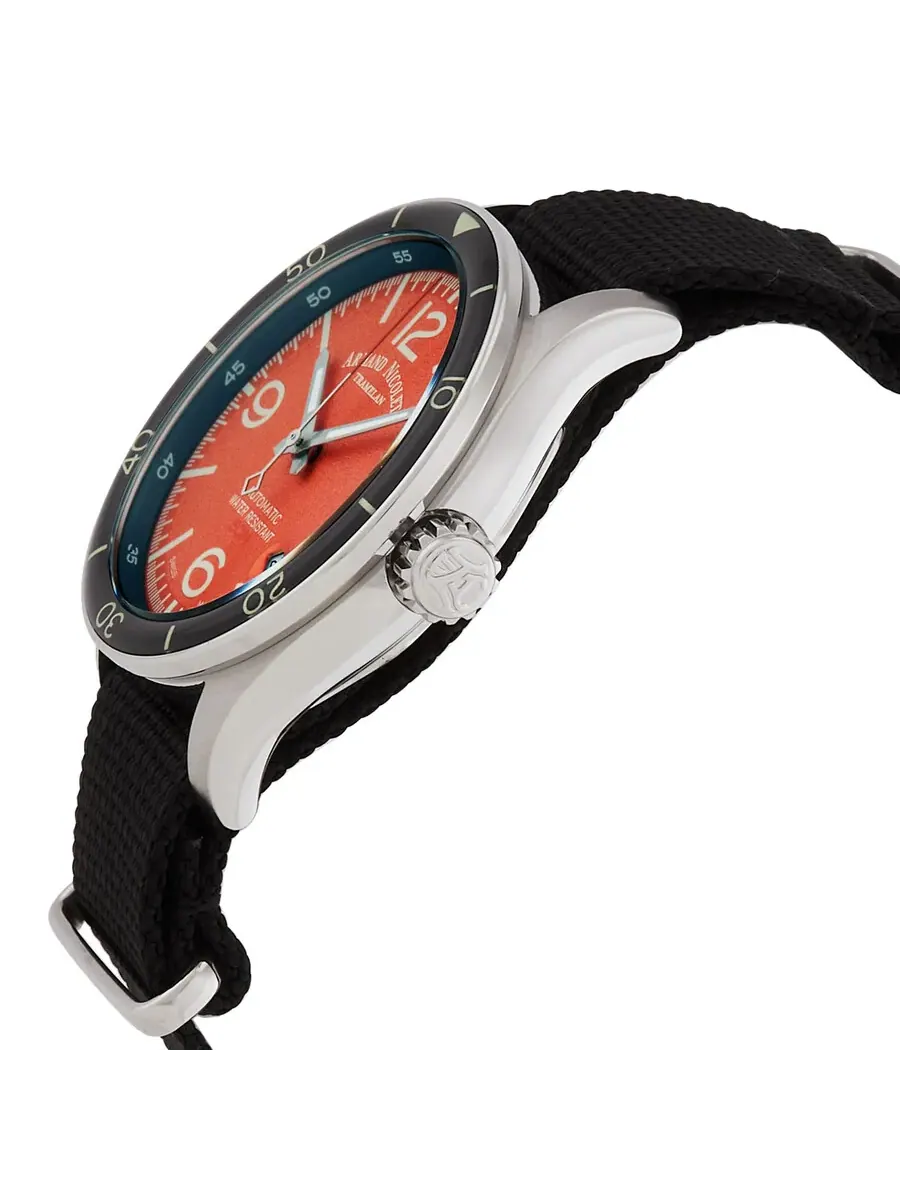 Мужские часы Armand Nicolet M2H Automatic с оранжевым циферблатом A740HNA-OR-BN22481AANN — изображение 2 из 3, оттенок черный