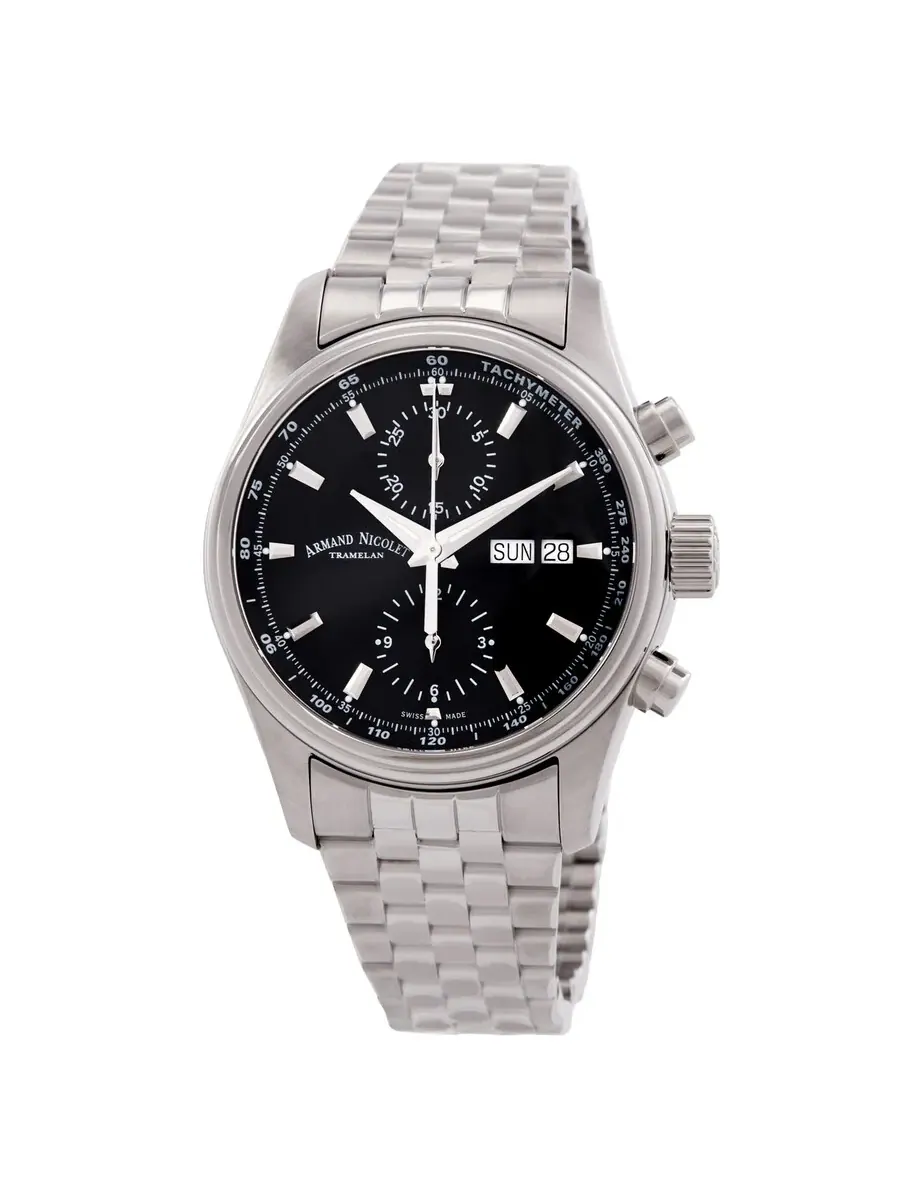 Мужские часы Armand Nicolet MH2 Chronograph Automatic с черным циферблатом A647A-NR-BMA22640A — изображение 1 из 3