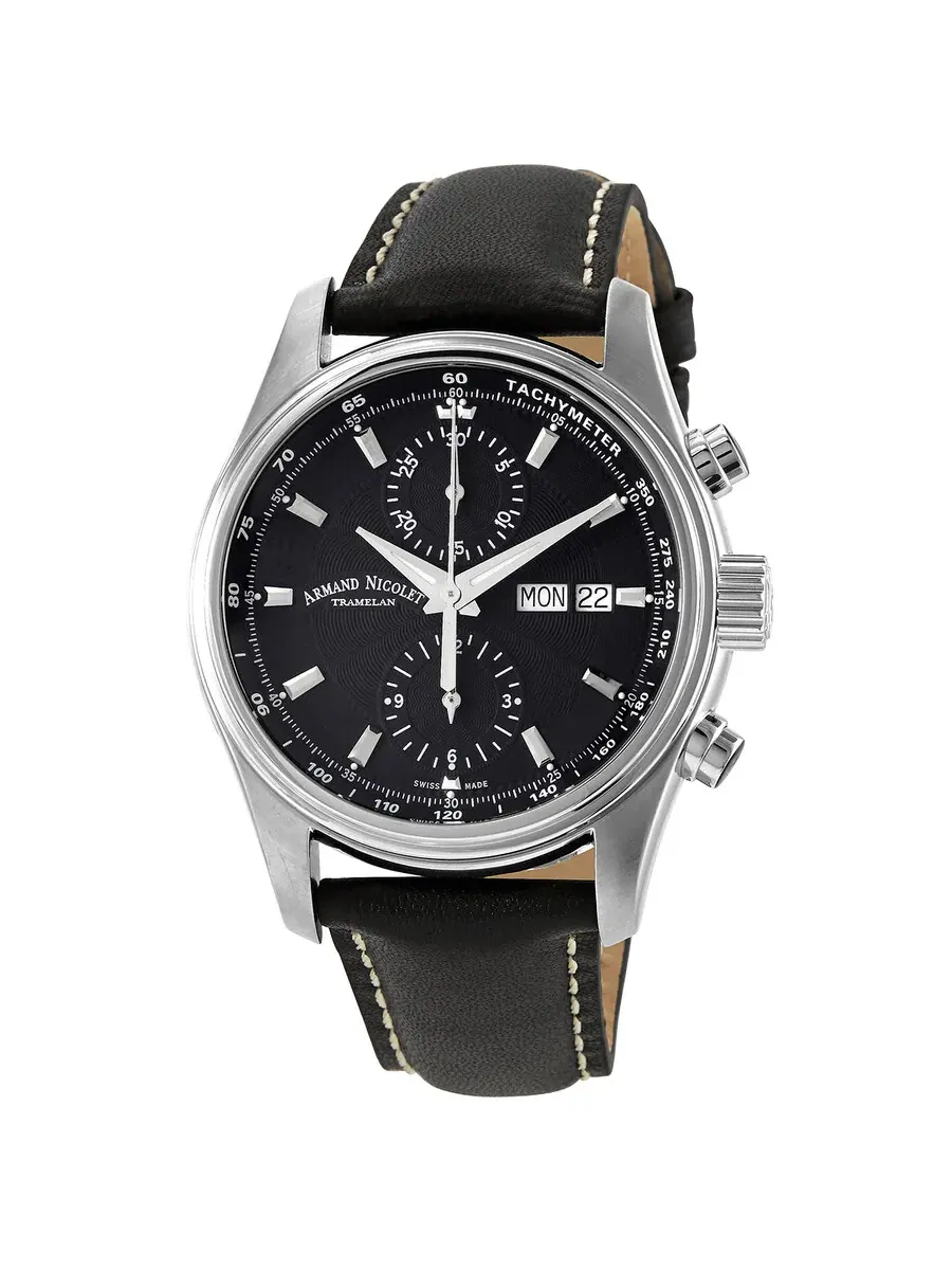 Мужские часы Armand Nicolet MH2 Chronograph Automatic с черным циферблатом A647A-NR-P140NR2 — изображение 1 из 3